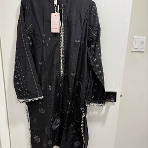 Black Embroidered Long Sleeve Dress ethnic brand
